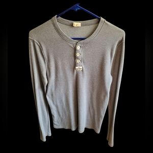 Hollister Henley Shirt Men Small Gray Long Sleeve Thermal Casual, Size: Small